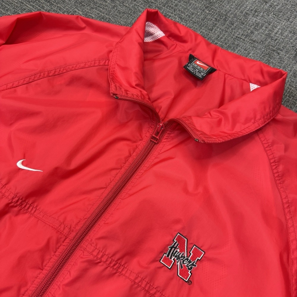 VTG Nike Nebraska Cornhuskers Jacket Men's XL‎ Red Full Zip Windbreaker Y2K